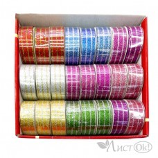 Лента для упаковки с блестками, ассорти, 2,5см*2,7м, 9429 