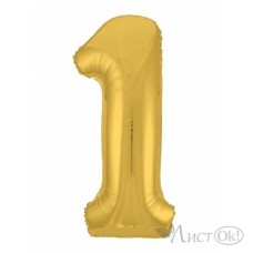 Шарик возд. фольга Цифра 1. Agura Slim золото (40''/102 см) 754450 Миленд 
