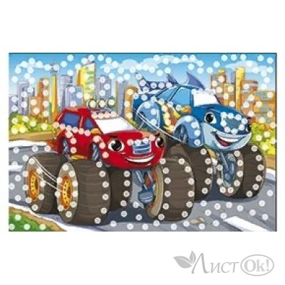 Мозаика из пайеток А4+ Крутые джипы М-8648 Рыжий кот 