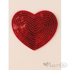 Набор термоаппликаций «Сердце», с пайетками, 6 х 5,3 см, цвет красный 3033297 
