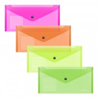 Папка-конверт с кнопкой 255х130мм, полупрозрачный, Travel 