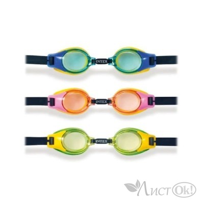 Спорт Очки для плавания Junior Goggles, 3 цвета 3-8 лет И55601 INTEX 