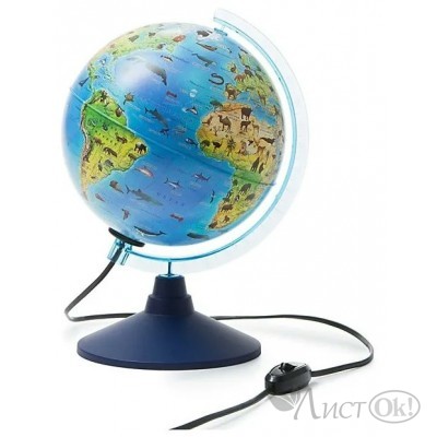 Глобус интерактивный Зоогеографический 210мм (детский) с подсветкой + VR очки INT12100296 Глобен 