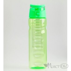 Бутылка для воды 800 мл, фигурная, с поильником, с отсеком,откидная крышка, зеленая, 7х25 см 2366707 КНР 
