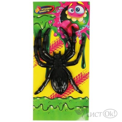 Игрушка - Антистресс лизун-липучка черный паук в пак. на карт. 52979-JK Играем вместе 