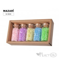 Набор бисера № 1, 5 цветов x 13 г, стеклянная колба / картонная коробка M-9908 MAZARI 