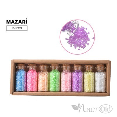 Набор бисера № 3, 8 цветов x 13 г, стеклянная колба / картонная коробка M-9913 MAZARI 