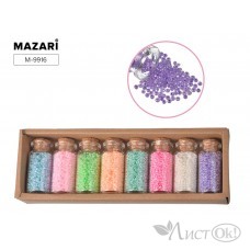 Набор бисера № 4, 8 цветов x 15,5 г, стеклянная колба / картонная коробка M-9916 MAZARI 