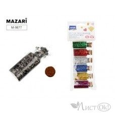 Набор блёсток декоративных №14, 6 цветов по 10 гр, стеклянная колба / ОПП-упаковка M-9877 MAZARI 