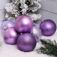 Набор шаров 8см 6шт пластик, светло-фиолетовый, ОПП 209820 Льдинка 