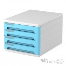 Файл-кабинет Pastel, 4-секционный пласт., белый с голубыми ящиками 55869 ERICH KRAUSE 