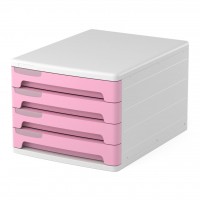 Файл-кабинет Pastel, 4-секционный пласт., белый с розовыми ящиками 55870 ERICH KRAUSE 