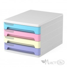 Файл-кабинет Pastel, 4-секционный пласт., белый с разноцветными ящиками 55873 ERICH KRAUSE 