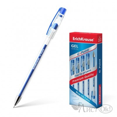 Ручка гелевая 0.38 мм синяя G-Point, 17627 ERICH KRAUSE 
