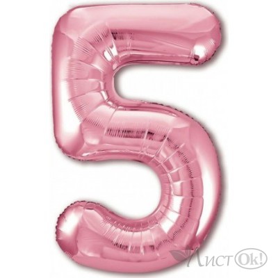 Шарик возд. фольга Цифра 5. Agura Slim Розовый фламинго (40''/102 см) 2139785 