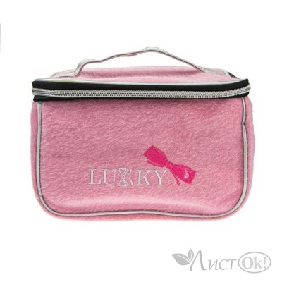 Косметичка -чемоданчик ворс.с лого LUKKY ,розовая,23х16х13 см, пакет Т21413 Lukky 