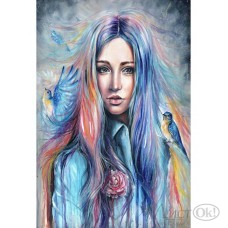 Картина по номерам 40х50 см Девушка с яркими волосами. (20цв) в коробке ХК-0939 Рыжий кот 
