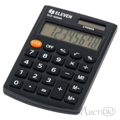 Калькулятор 08-разр. черн.карт. 58*88*11 мм. питание от батарейки LC-110NR Eleven 