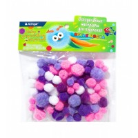 Набор Помпоны 80 шт, микс, 8 видов, пакет с европодвесом  Набор Помпоны 80 шт, микс, 8 видов, пакет с европодвесом