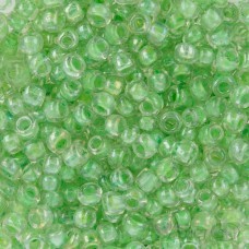 Бисер круглый прозрачный 2мм 10г св.зелёный с бензиновым покрытием №2207 Zlatka 