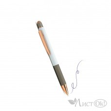 Ручка подарочная цвет корпуса белый+золото, металл+пластик, 0.7мм,автомат, стилус В2003-1 