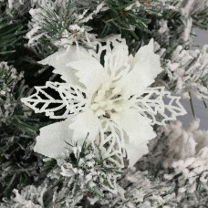 Украшение Цветок 10см пластик на прищепке, белый 200290-5 Льдинка 