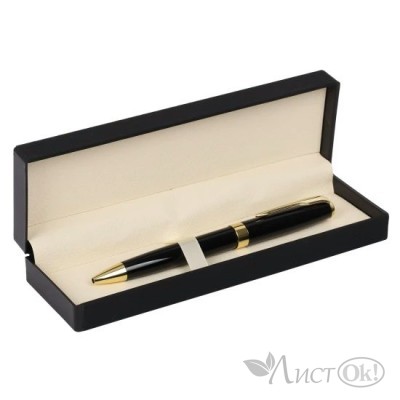 Ручка подарочная в футляре черный корпус, поворотный механизм, 0,7мм синяя, картонный футляр 183694 FIORENZO 