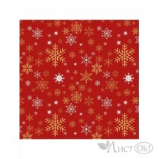 Бумага упаковочная 70х100см Новогодние снежинки на красном, доп пантон золотистый (цена за 1 лист) УБ-4335 Миленд 