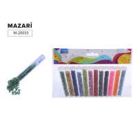 Бисер пластиковая колба, набор 12 цв. x 7 г, 3 мм, ОПП-упаковка M-20033 MAZARI 