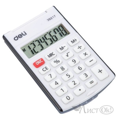 Калькулятор карманный 08-разр, с крышкой E39217/BLACK DELI 