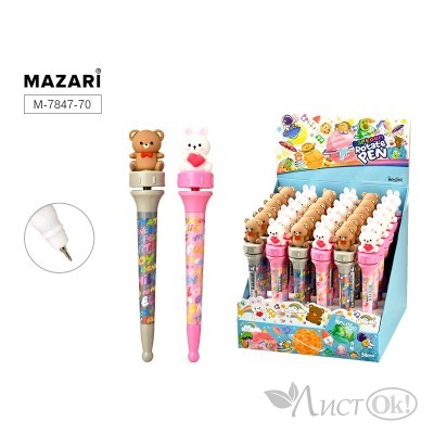 Ручка-игрушка 0.7 мм синяя МИШКИ CARTOON ROTATE M-7847-70 MAZARI 