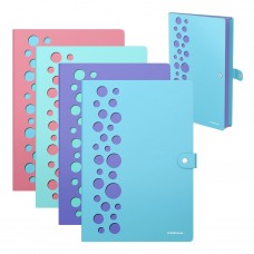 Папка-картотека А4 на кнопке пластиковая Diagonal Pastel, с 4 отделениями, с перфорацией, ассорти (в пакете 4 шт) 61211 ERICH KRAUSE 