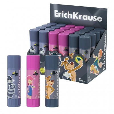 Клей-карандаш 13гр. EasyStick Простоквашино,  ассорти (в коробке-дисплее по 24 шт.) 60499 ERICH KRAUSE 