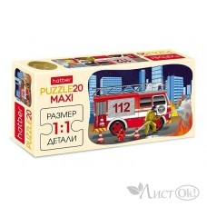 Пазлы 20 эл. ИГРА для детей  А5ф 230Х165мм  MAXI-Пожарная машина- 20ПЗ5_28097 Hatber 