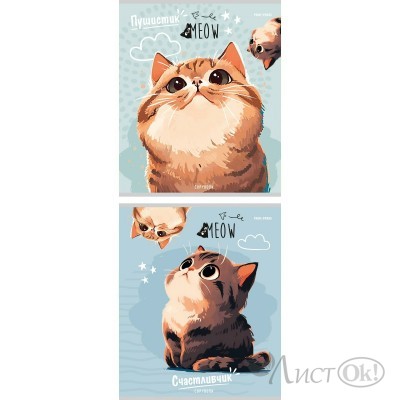 Тетрадь 96 л. клетка спир. цвет. А5, 96л. КОТ-ПУШИСТИК цвет.мелов.обложка 96-6320 Проф-Пресс 