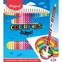 Карандаши цветные 24 цв. COLOR'PEPS OOPS с ластиком. пластиковые. карт/уп. с подвесом 832824 Maped 