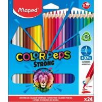 Карандаши цветные 24 цв. COLOR'PEPS STRONG трехгранный пластиковый корпус повышенной прочности. карт/уп с подвесом 862724 Maped 