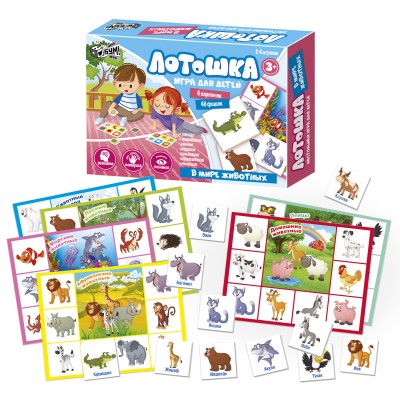 Игра настольная Лотошка «В мире животных» 4524 Русский стиль 