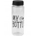 Бутылка для воды 600 мл, пластиковая, в чехле My bottle, Летнее настроение, черная, УД-6444 