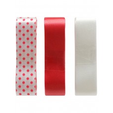 Набор декоративных лент для оформления подарков Бело-красный набор, 1х13х9,5 см. БЛ-0393 