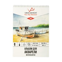 Альбом для рис. акварелью 20л. на спирали  200 г/м2  A4 (30х21 см)  гознак тисненая ALWG-01 