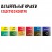 Краска акварельная 12 цв. в кюветах объемом 2.5 мл.  ХУДОЖЕСТВЕННАЯ, в картонной коробке с крышкой. VAWS-12 