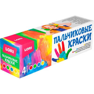 Краски пальчиковые  4 цв. по 40 мл. Пкр-005 LORI 