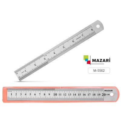 Линейка металл. 20 см. ОПП- упаковка M-5562 MAZARI 