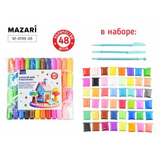 Пластилин Суперлёгкий 48 цветов по 13 г. пластиковые стеки 3 шт в комплекте. ОПП-упаковка M-4199-48 MAZARI 
