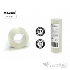 Клейкая лента 12*33,  прозрачная,  35 мкм, M-17184 MAZARI 