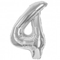 Шарик возд. фольга Цифра 4. Серебро. 1 шт. в уп. (40''/102 см) 24094 СмайлБерри 