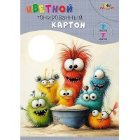 Картон цветной А4. 7л. 7цв. двухсторонний тонированный 