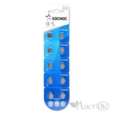 Батарейка G03, 392, LR736, LR41 Космос 10*card (цена за 1 шт) KOCG3(LR41)10BL Космос 