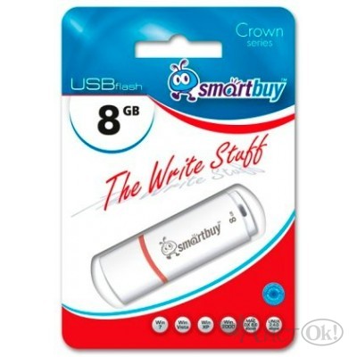 Флешка USB память 8Gb Crown белая SB8GBCRW-W SmartBuy 